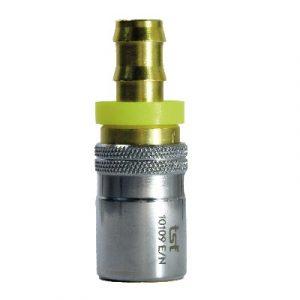 Coupleur À Clapet DN9 Cannelé Tube Push Lock Ø13 (1/2") Laiton - AISI420 - Joint Viton