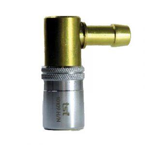 Coupleur À Clapet DN9 Cannelé Tube Ø13 (1/2") Coudé 90° Laiton - AISI420 - Joint Viton