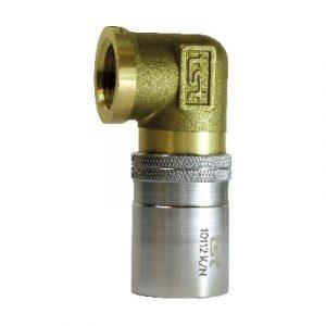 Coupleur À Clapet DN12 - Taraudé 1/2" Coudé 90° Laiton - AISI420 Nickelé  - Joint Viton
