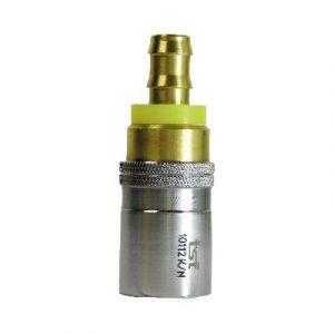 Coupleur À Clapet DN12 Cannelé Tube Push Lock Ø13 (1/2") Laiton - AISI420 - Joint Viton