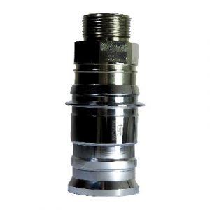 Coupleur À Clapet DN25 - Fileté 1"1/4" BSPP Cône 60° - Laiton Nickelé - AISI420 - Joint Viton