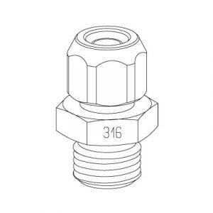 Raccord Droit à Coiffe mâle Cylindrique DN  1/8" pour Tube 4X6 mm - Inox 316 - Bag 10