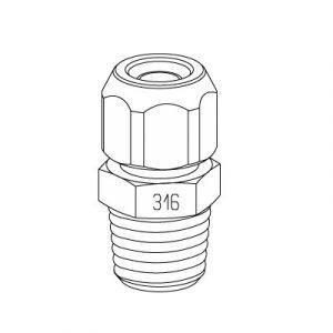 Raccord Droit à Coiffe mâle Conique 1/8" Tube 4X6 mm - Inox 316 - Bag 10