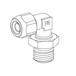 Raccord à Coiffé Coudé mâle Cylindrique Orientable DN 1/8" pour Tube 4X6 mm - Inox 316- Bag 10