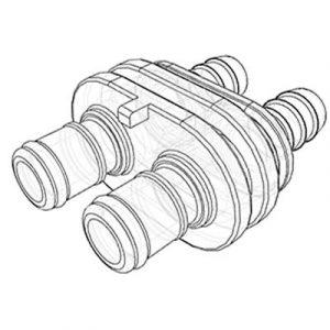 Embout 2 Circuits - Acetal - Sans Clapet -Cannele D 9.5 mm -Bag 25-
