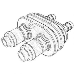 Embout 2 Circuits - Acetal - Avec Clapet -Cannele D 6.4 mm -Bag 25-