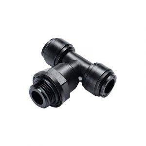 Raccord en T Instantané 12 mm Ext Fileté Centre 1/2"BSPP - Acétal Noir - Norme ACS pour l'eau potable - La boite de 4 pièces