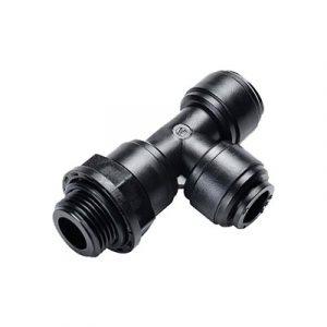 Raccord en T Instantané 12 mm Ext Fileté En Bout 1/2"BSPP - Acétal Noir - Norme ACS pour l'eau potable - La boite de 4 pièces