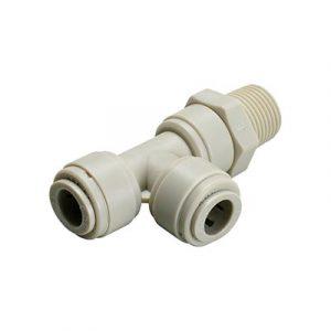 Raccord en T Instantané 5/32"Ext Fileté En Bout 1/4" NPT - Acétal Gris - Norme ACS pour l'eau potable - La boite de 10 pièces
