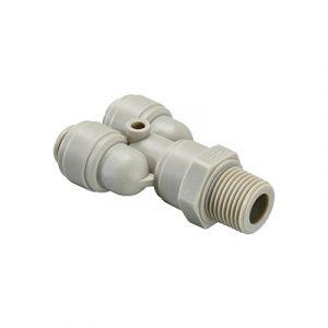 Raccord en Y Instantané Ø5/32"Ext Fileté Pied 1/4" NPT - Acétal Gris - Normes ACS pour l'eau potable - La boite de 10 pièces