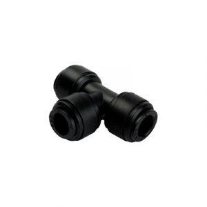 Raccord en T Instantané Ø12 mm X Ø10 mm Centre X Ø12 mm Acétal Noir - Normes ACS pour l'eau potable - Boite de 5 pièces potable