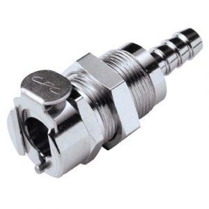 Coupleur -DN 6.4 - Traversée de Cloison - Cannelé pour tube 6.4mm Int Laiton Chromé- Bag 10