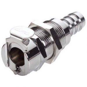 Coupleur -DN 6.4 - Traversée de Cloison - Cannelé pour tube 9.5mm Int Laiton Chromé- Bag 10