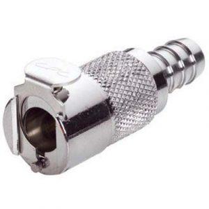 Coupleur -DN 6.4- Cannelé pour tube 9.5mm Int Laiton Chromé- Bag 10