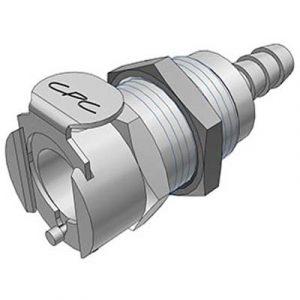 Coupleur -DN6.4 - À Clapet Traversée de Cloison. Cannelé pour tube 6.4mm Int Laiton- Bag 10