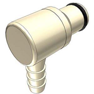 Embout Polypropylène. - DN 6.4 - Coudé Cannelé pour tube 6.4mm - Bag 25 -