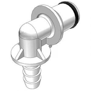 Embout Acétal - DN 6.4 - Coudé Cannelé pour tube 6.4mm - Bag 25 -