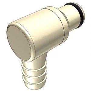 Embout Polypropylène - DN 6.4 - Coudé Cannelé pour tube 9.5mm - Bag 25 -