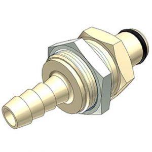 Embout polypropylène - DN 6.4 - Traversée de Cloison - Cannelé pour tube 6.4mm - Bag 25 -