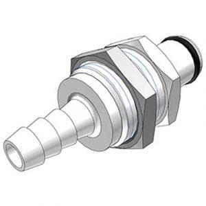 Embout Acétal - DN 6.4 - Traversée de Cloison - Cannelé pour tube 6.4mm - Bag 25 -