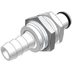 Embout Acétal - DN 6.4 - Traversée de Cloison - Cannelé pour tube 7.9mm - Bag 25 -