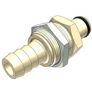 Embout polypropylène - DN 6.4 - Traversée de Cloison - Cannelé pour tube 9.5mm - Bag 25 -