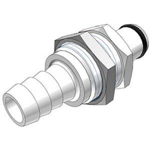 Embout Acétal - DN 6.4 - Traversée de Cloison - Cannelé pour tube 9.5mm - Bag 25 -