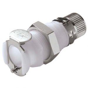 Coupleur Acétal - DN 6.4 - A Clapet - Traversée de Cloison - À Coiffe pour tube 6X8mm - Bag 25 -