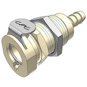 Coupleur Polypropylène - DN 6.4 - Clapet Traversée de Cloison - Cannelé pour tube 6.4mm - Bag 25 -
