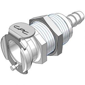 Coupleur Acétal - DN 6.4 - Clapet Traversée de Cloison - Cannelé pour tube 6.4mm - Bag 25 -