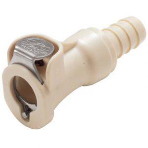 Coupleur polypropylène - DN 6.4 - A Clapet Cannelé pour tube 9.5mm - Bag 25 -