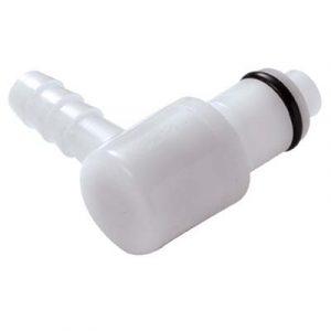 Embout Acétal - DN 6.4 - A Clapet Coudé Cannelé pour tube 6.4mm - Bag 25 -