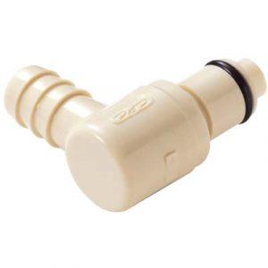 Embout Polypropylène. - DN 6.4 - A Clapet Coudé Cannelé pour tube 9.5mm - Bag 25 -