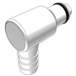 Embout Acétal - DN 6.4 - A Clapet Coudé Cannelé pour tube 9.5mm - Bag 25 -