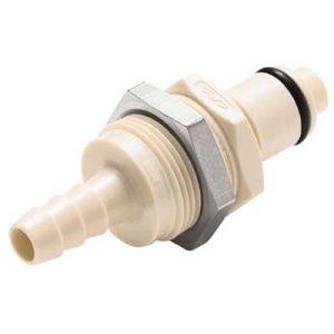 Embout Polypropylène - DN 6.4 - A Clapet Traversée de Cloison - Cannelé pour tube 6.4mm - Bag 25 -