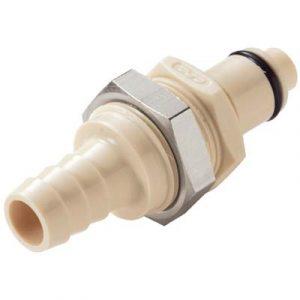 Embout Polypropylène - DN 6.4 - A Clapet Traversée de Cloison - Cannelé pour tube 9.5mm - Bag 25 -