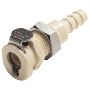 Coupleur Polypropylène - DN 3.2 - Traversée de Cloison - Cannelé pour tube 6.4mm Int. - Bag 25 -