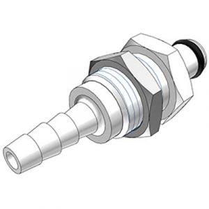 Embout Acétal - DN 3.2 - Traversée de Cloison - Cannelé pour tube 4.8mm Int - Bag 25 -