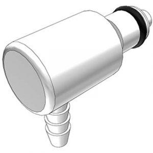 Embout Acétal - DN 3.2 - à Clapet - Coude Cannelé pour tube 3.2mm Int - Bag 25 -