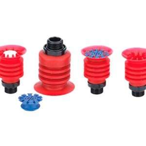 Ventouse 3.5 Soufflets Spéciale Emballage Souple - Ø40 En Silicone Rouge 40 Shore Avec Insert Fileté 1/4" + Stopper T1